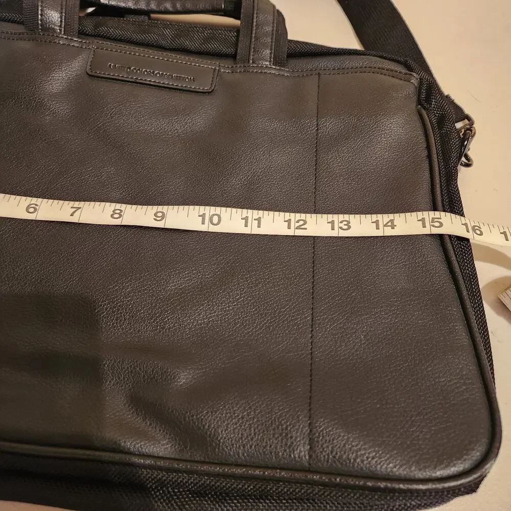 United Colors Of Benetton Men's Black Faux Leather Briefcase Travel Laptop Bag